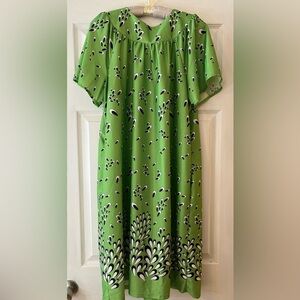 Anthony Richards Green Dress with Vintage Style Pattern Sz Large